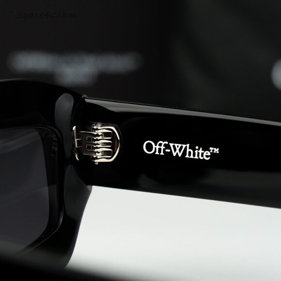 Off-White Women Sunglasses Black Grey Rectangle OERI138 CHARLOTTE 1007 BRAND NEW - Picture 7 of 14